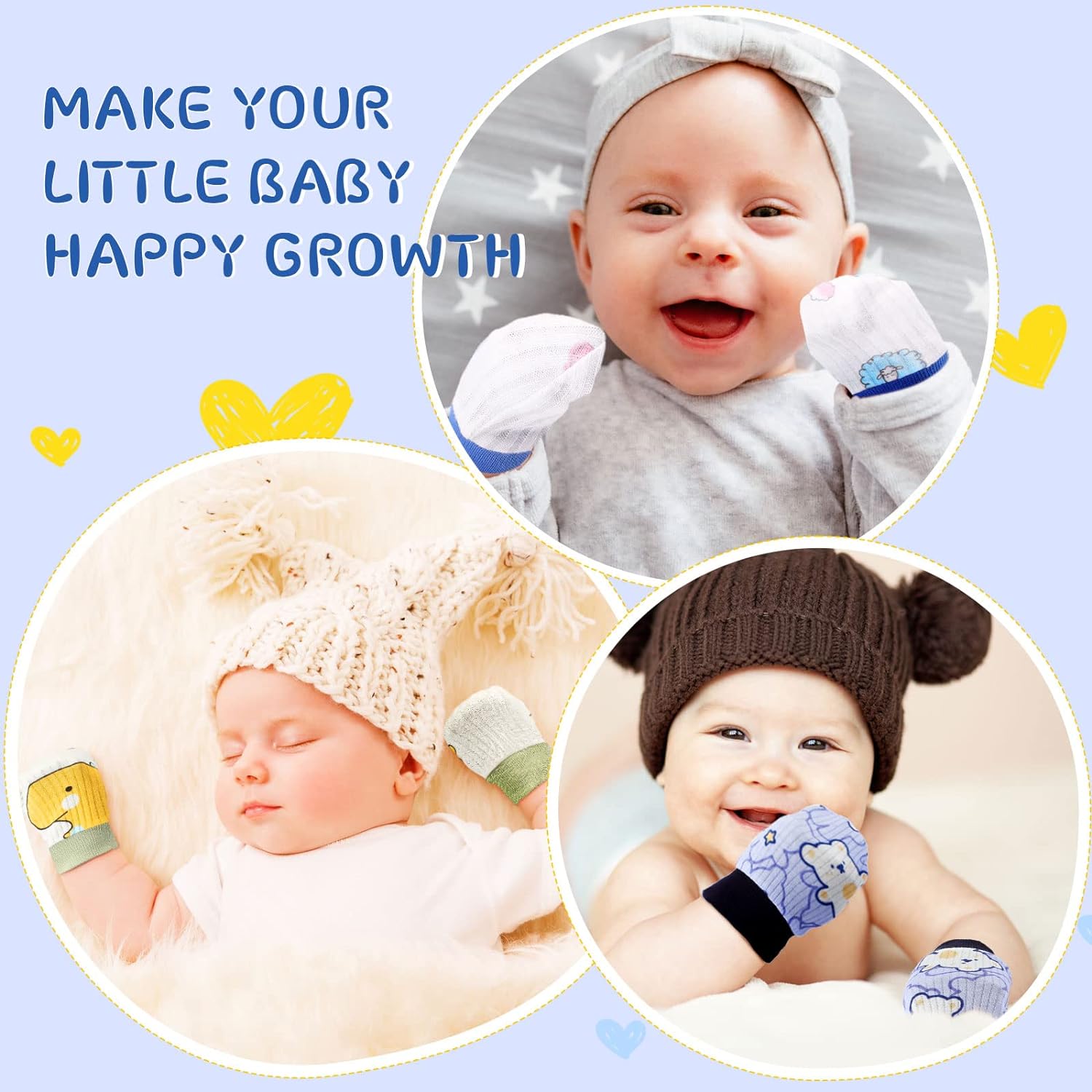 6 Pairs Newborn Baby Mittens No Scratch Gloves Infant Toddler Anti Scratch Essentials Unisex Cotton for 3-9 Months Girls Boys - Image 5